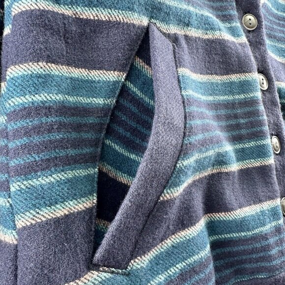 Hurley McKenzie Wool Button Up Sherpa Fleece Jacket Size Small Teal Navy $90 - Picture 6 of 12